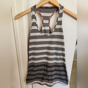 Lululemon Cool Racerback Marshmallow Stripe Heathered Sand Dune Black Size‎ 2